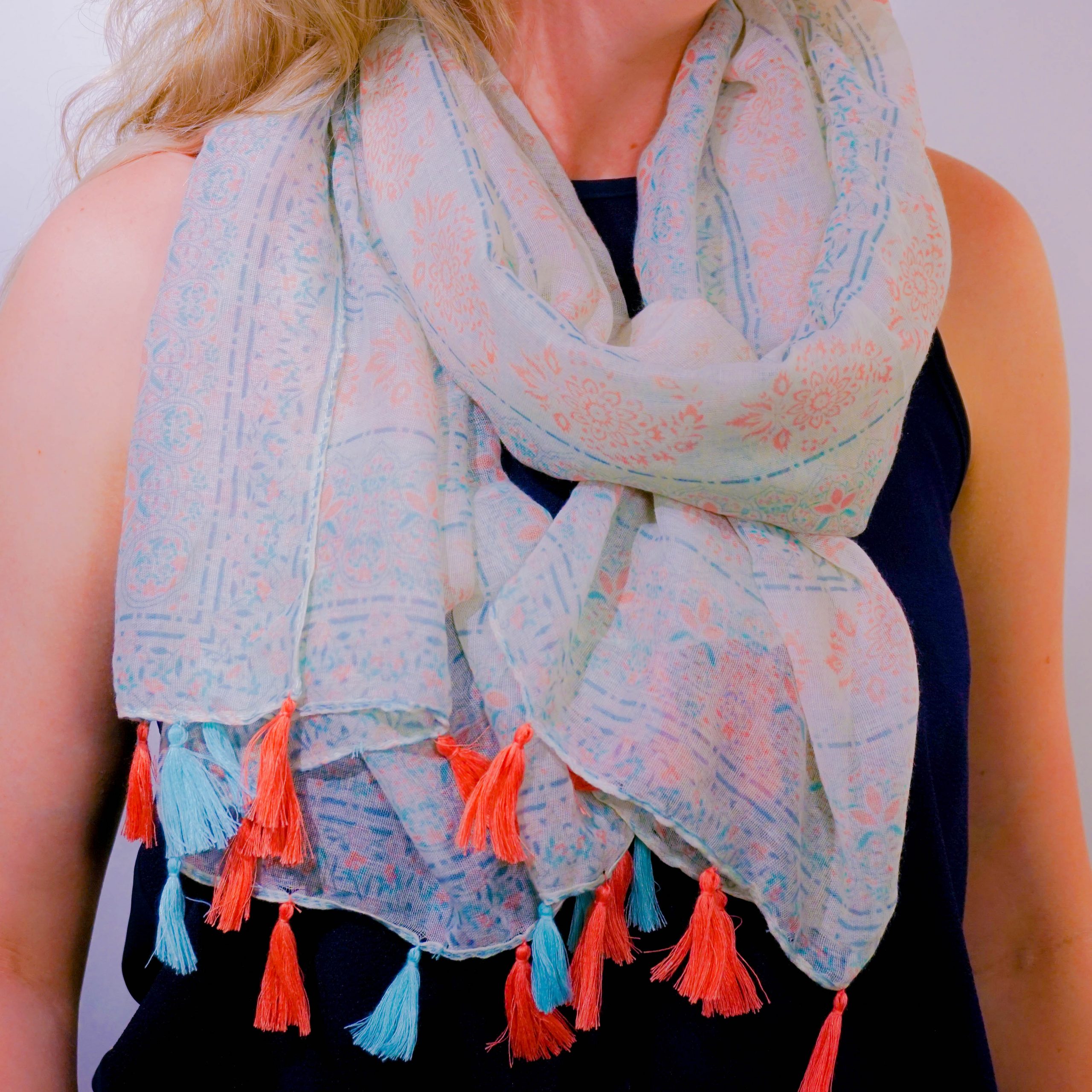blue and orange hair scarf